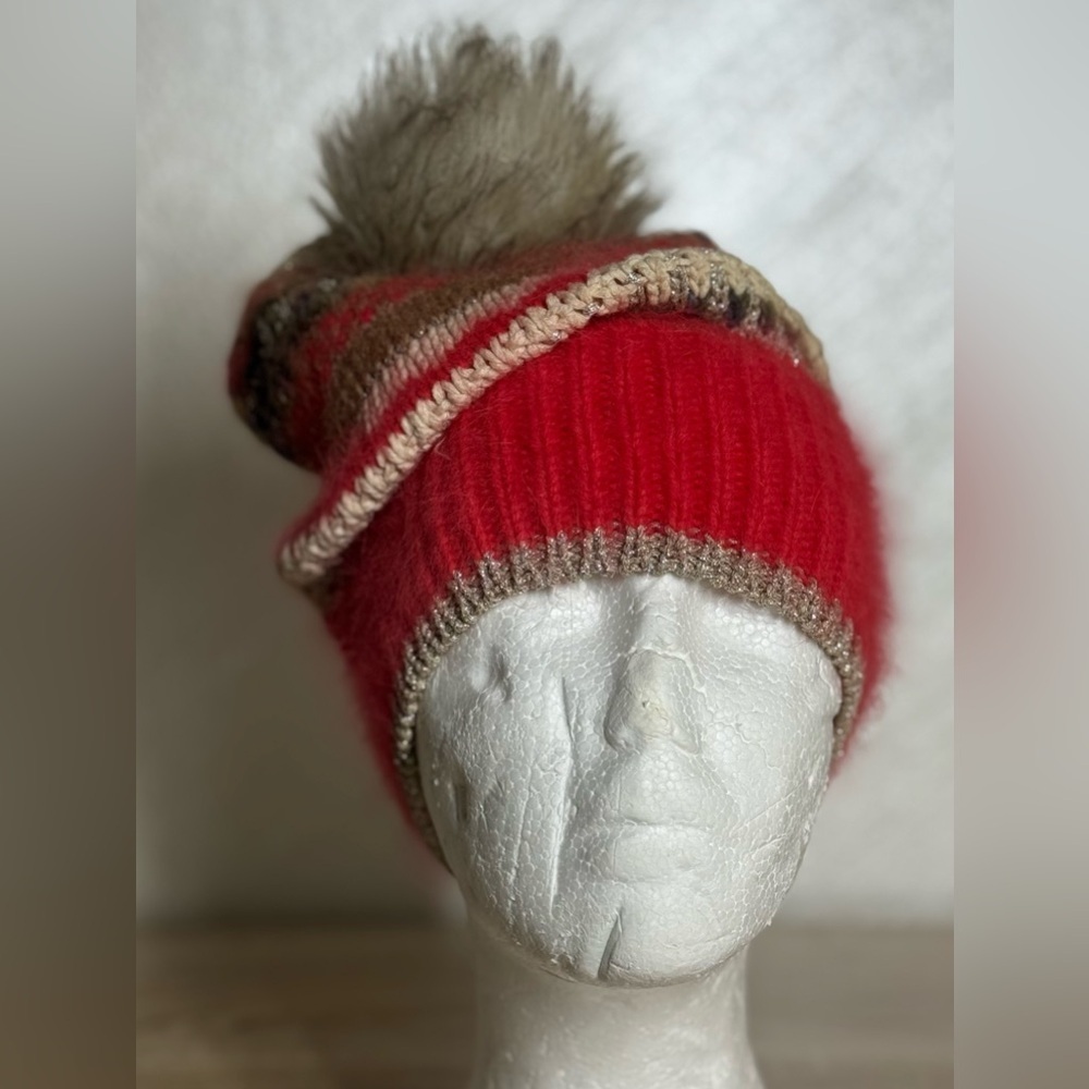 Juicy Couture Women One Size Multi-Colored Knit Wool Blend Beanie Hat Pom-Pom - Picture 2 of 13